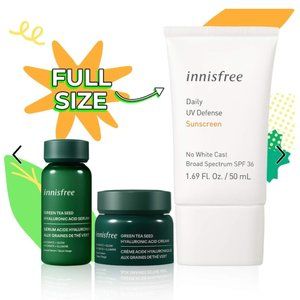 NEW Innisfree skincare set w/ sunscreen, green tea seed serum, cream
